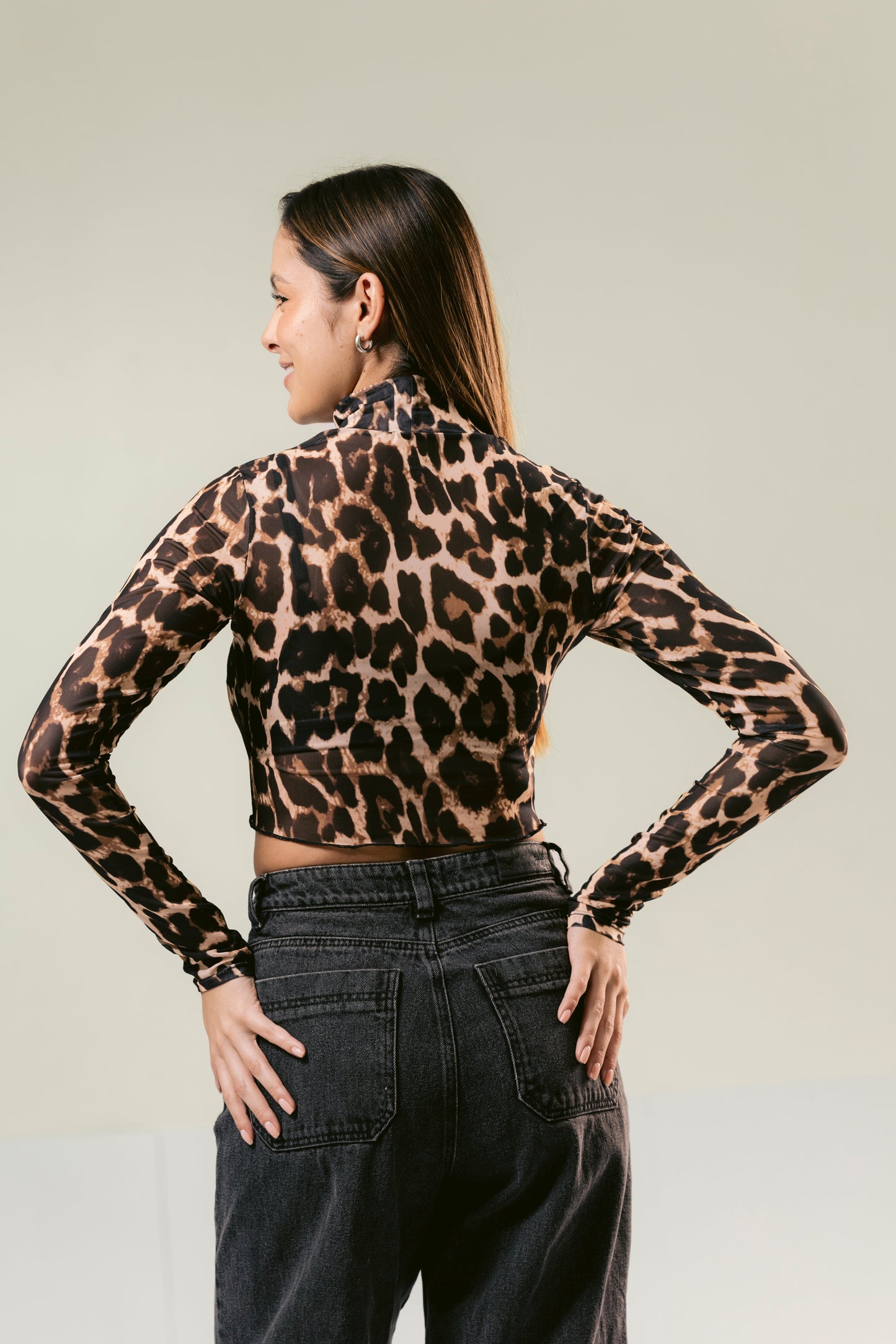 Mesh Top Animal Print