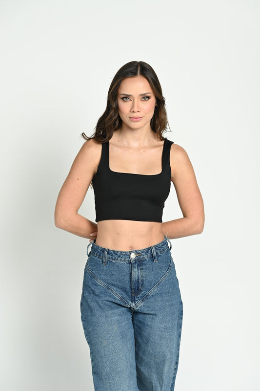 Crop Top Victoria Negro