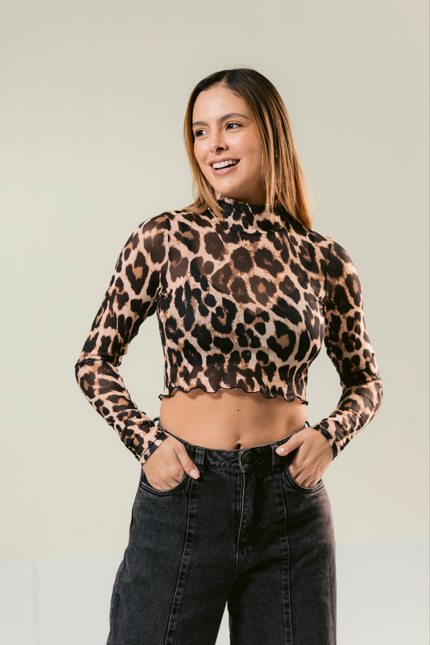 Mesh Top Animal Print